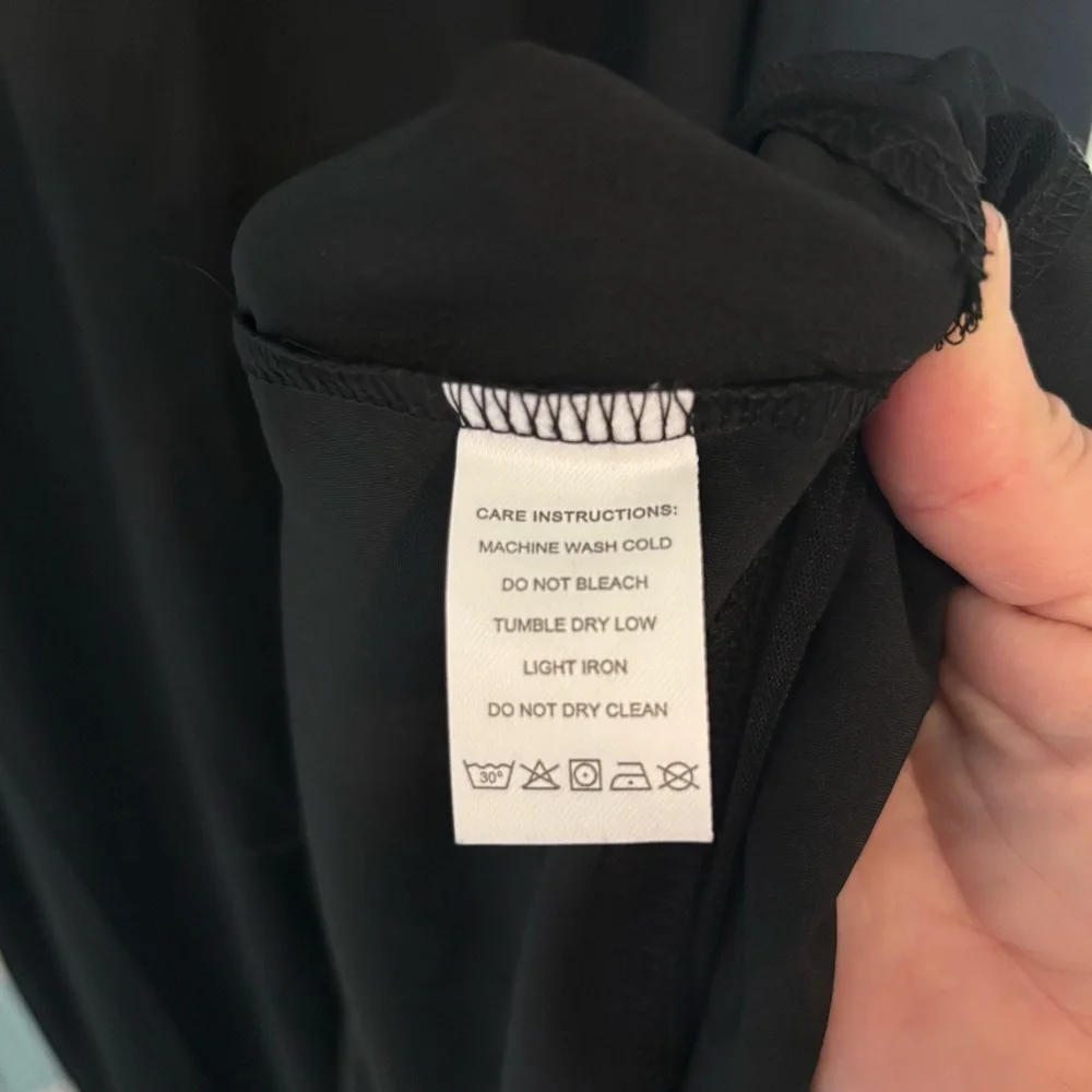 Elegant Black Mesh Splicing Dress Sheer Accents Sz XXL - Picture 6 of 7